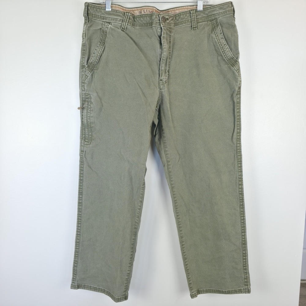 Legendary Outfitters Mens Olive Green Canvas Utility Pants 40x30 Straight Leg.